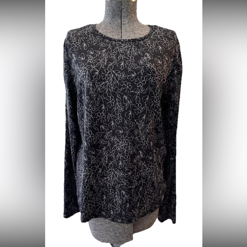 Hang ten ladies UV protection black white‎ floral print long sleeve tshirt XL
